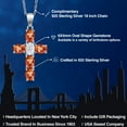 thumbnail image 2 of Gem Stone King 925 Sterling Silver Orange Sapphire and White Moissanite Cross Pendant Necklace for Women | 3.25 Cttw | Gemstone September Birthstone | Oval 6X4MM | With 18 inch Chain, 2 of 6