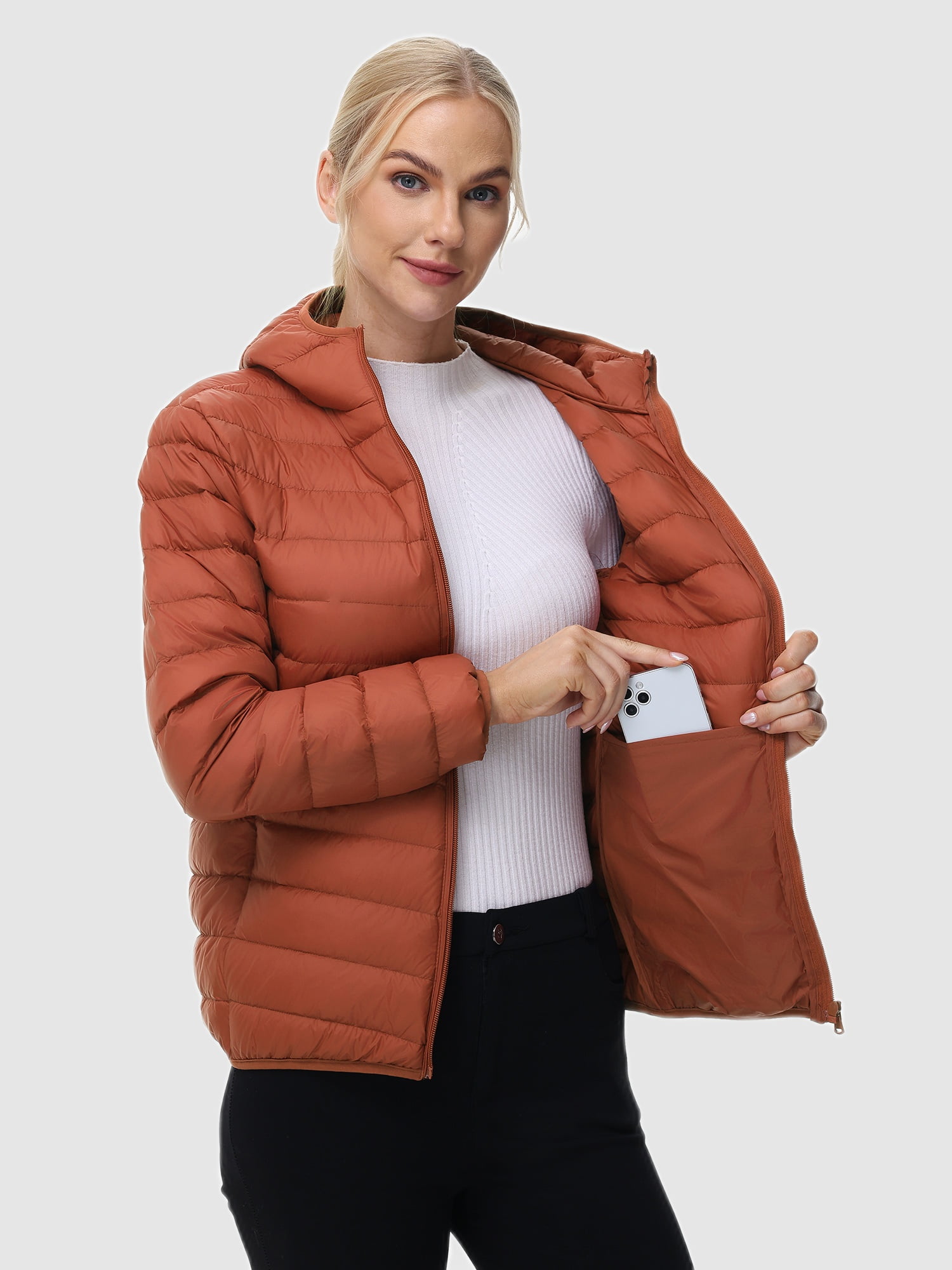 Women's Puffer Jacket Hooded Warm Down Lightweight Full-Zip Packable Quilted Winter Outdoor Coat,Size(S-2XL) - image 4