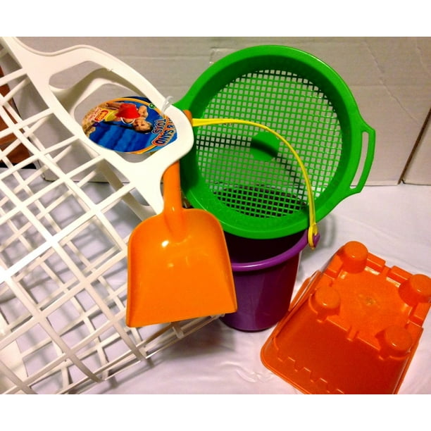Toddler Sand Toys with Bag (Basket) 5 Piece Beach Toys Set with Sand