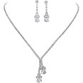 thumbnail image 1 of Conjunto de joyas de boda de plata con collar y pendientes de piedras preciosas de plata, diamantes de imitación y perlas., 1 of 5