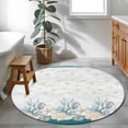 thumbnail image 4 of Seahorse Coral Shell Round Living Room Rugs 3.3 ft, Starfish Ocean Wave Washable Area Rug with Non-Slip Sturdy Edge Binding Round Front Door Mat Floor Carpet for Entryway, 4 of 9