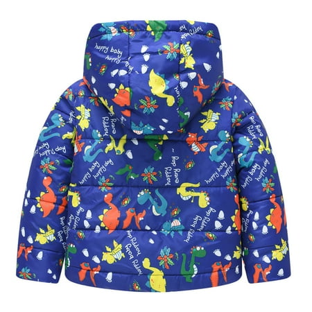 

EHTMSAK Children Boy Girl s Long Sleeve Print Puffer Jacket Toddler Baby Pockets Padded Zip Up Outerwear Hooded Fall Winter Coat Navy 1Y-6Y 130