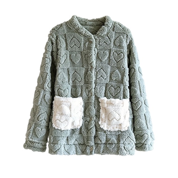 CQXIDFH Women's Pajama Sleepwear Textured Fleece Bed Jacket Plush 3D Pajama Top Soft Warm Layer for Cold Mornings & Dorms Comfortable Casual Sleepwear Loungewear & Nightwear