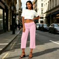thumbnail image 7 of Fold Over Capri Pants for Women Low Rise Wide Leg Yoga Capris Summer Cute Going Out Flowy Cropped Gaucho Pants Pink XXL, 7 of 7