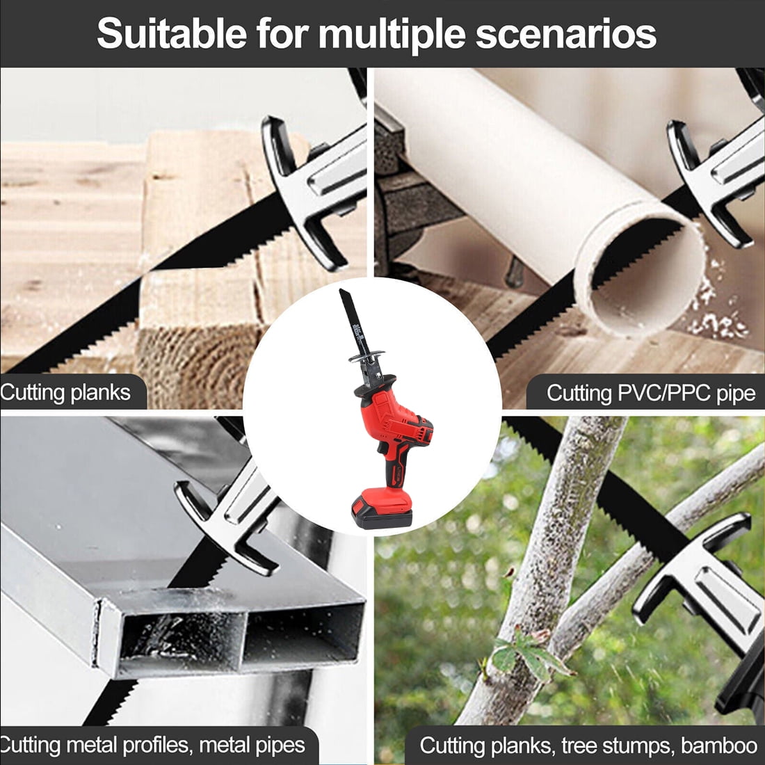 21V Cordless Reciprocating Saw,Electric Hand Saw Sawzall Cordless with 2 Rechargeable Battery & Fast Charger, 8 Saw Blades for Wood/Metal/PVC Pipe Cutting