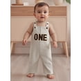 thumbnail image 4 of BemeyourBBs Baby Boy First Birthday Outfit 1st Birthday Clothes Corduroy Romper Overalls Letter Embroidery Overall Jumpsuit, 4 of 9