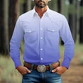 thumbnail image 2 of DDAPJ pyju Western Cowboy Shirts for Men Gradient Print Long Sleeve Cotton Work Shirt Regular Fit Casual Button Down Shirts with Two Pockets Blue XXXXL, 2 of 9