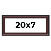 20x7 Frame Brown Round Mahogany Solid Wood Picture Frame | 1.625 Inch Moulding Width | with UV