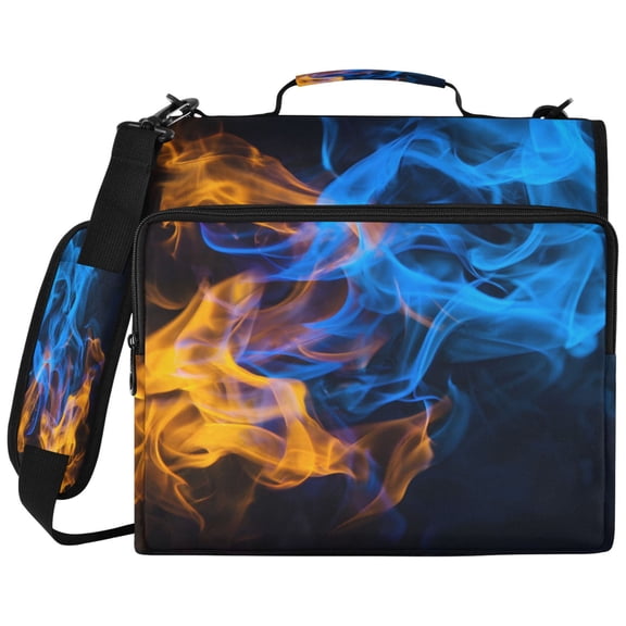 ALAZA Zipper Binder Blue Yellow Flames Pattern 2 inch 3 Ring 500 Sheet Capacity Trapper Keeper File Folder Organizer Bag