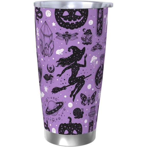 Halloween Witch Stainless Steel Insulated Tumbler with Lid Insulated Cup Thermos Water Bottle 20 oz Reusable Coffee Swig Tumbler for Hot and Iced Travel Coffee Mug for Car Cup Holder