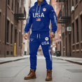 thumbnail image 2 of IWRICH USA Flag Sweatsuit for Men Plus Size Long Sleeve Hoodies Elastic Waist Drawstring Sweatpants 2 Piece Workout Tracksuits Blue M, 2 of 5