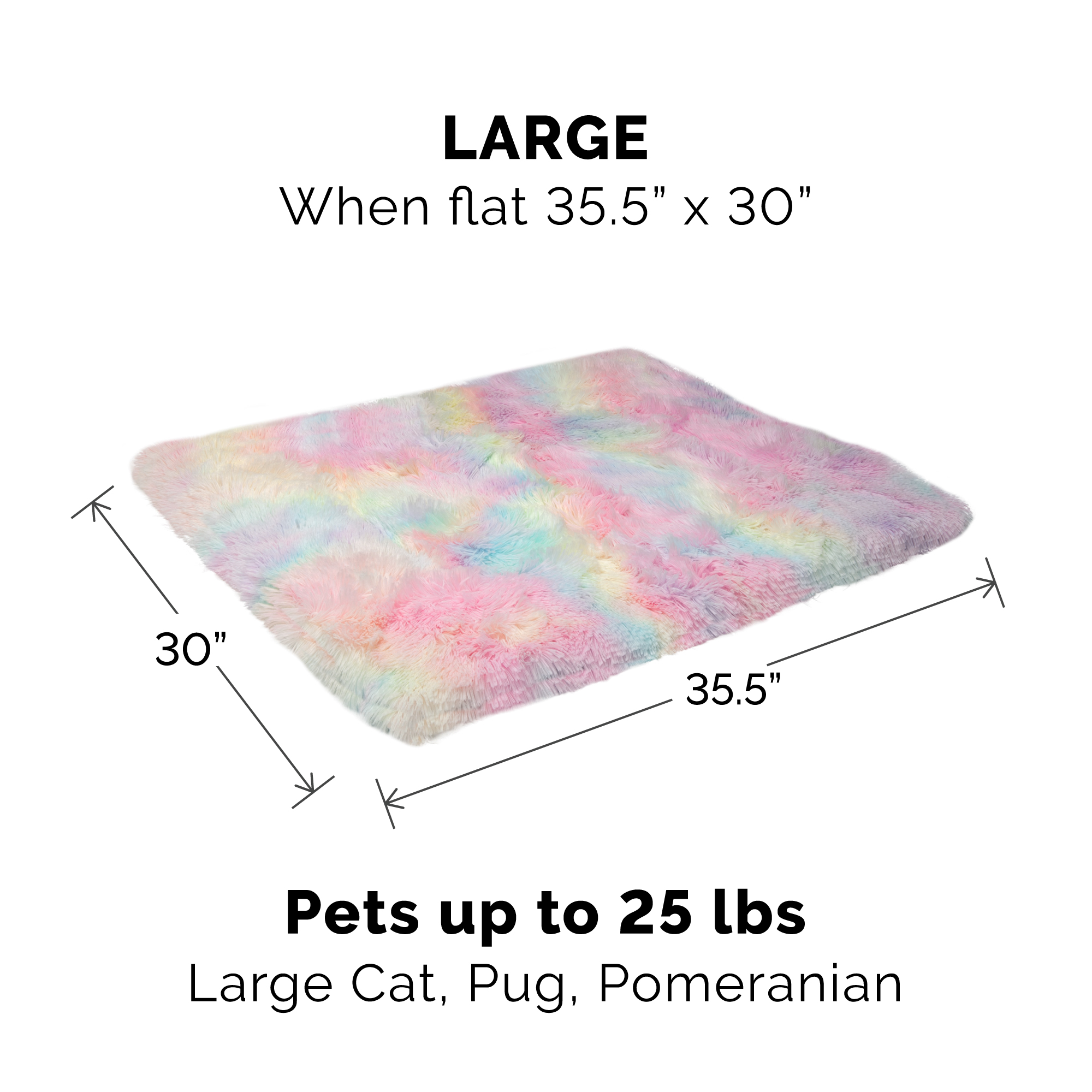 FurHaven | Convertible Self-Warming Cuddle Pet Mat & Bed for Dogs & Cats, Rainbow, Large