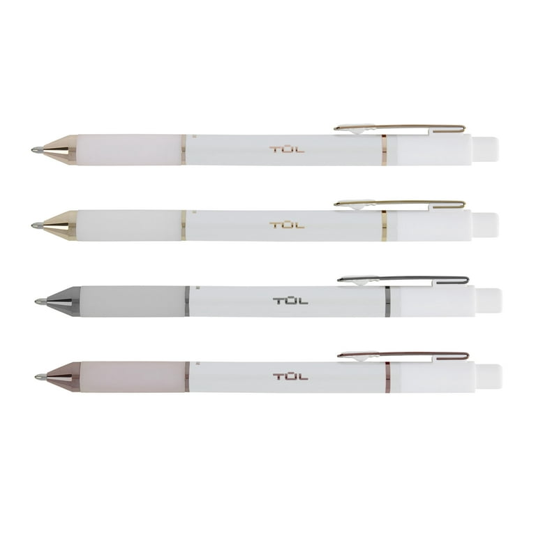 TUL Retractable Gel Pens, Fine Point, 0.5 mm, Silver Barrel, Blue Ink, Pack  Of 12 Pens