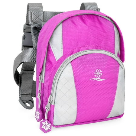 Best Choice Products Kids Beginner Adjustable Lightweight Winter Snow Ski Training Harness w/ Leashes, Backpack - Purple