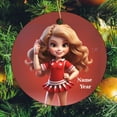 thumbnail image 6 of Cartoon Cheerleader with Red Uniform Christmas Ornament Cheerleading Competition Cheer Girl Gift Double-Sided Printed 3" Ceramic Christmas Ornament Xmas Tree Decoration Gifts, 6 of 8