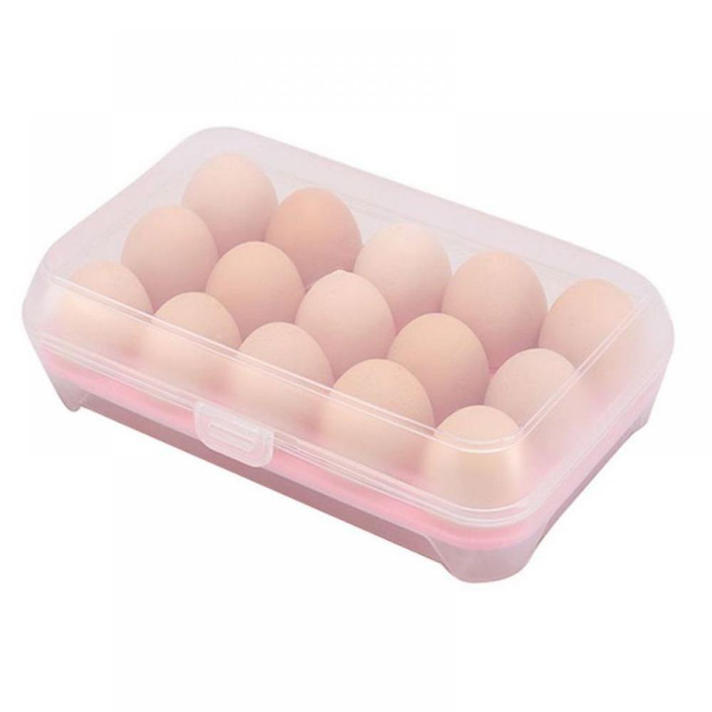 Covered Egg Holders for Refrigerator,Clear 15 Deviled Egg Tray Storage Box Dispenser,Stackable Plastic Egg Cartons,Egg Holder Countertop(15 Eggs) - image 1 of 7