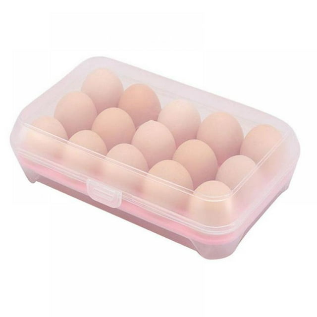Covered Egg Holders for Refrigerator,Clear 15 Deviled Egg Tray Storage Box Dispenser,Stackable Plastic Egg Cartons,Egg Holder Countertop(15 Eggs)