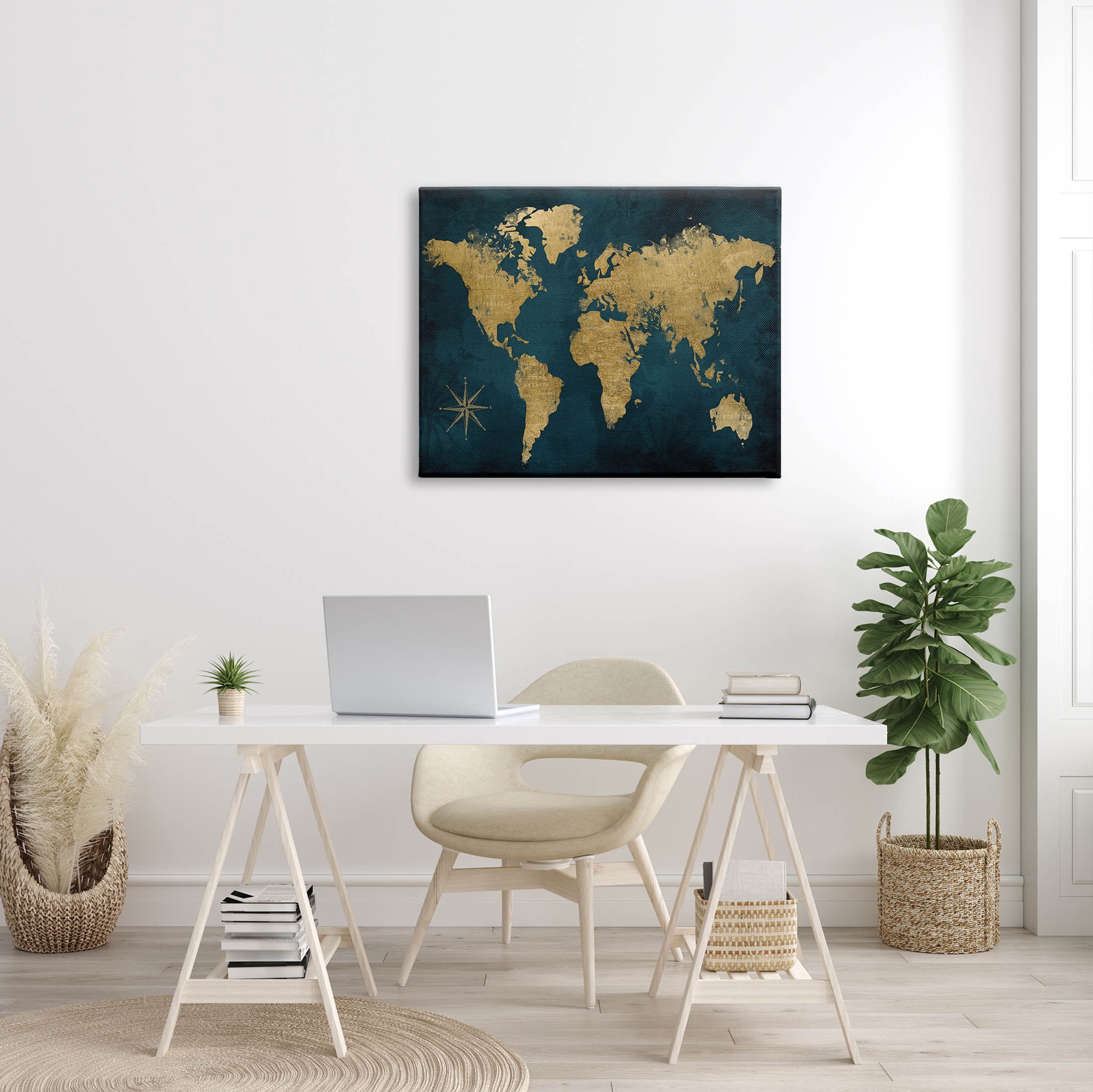 Stupell Industries Blue Compass Pattern Map Graphic Art Gallery Wrapped Canvas Print Wall Art, Design by Natalie Carpentieri