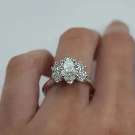 2.5Ct Marquise Cut Lab Created Diamond Women's Engagement Ring in 14k White Gold Plated