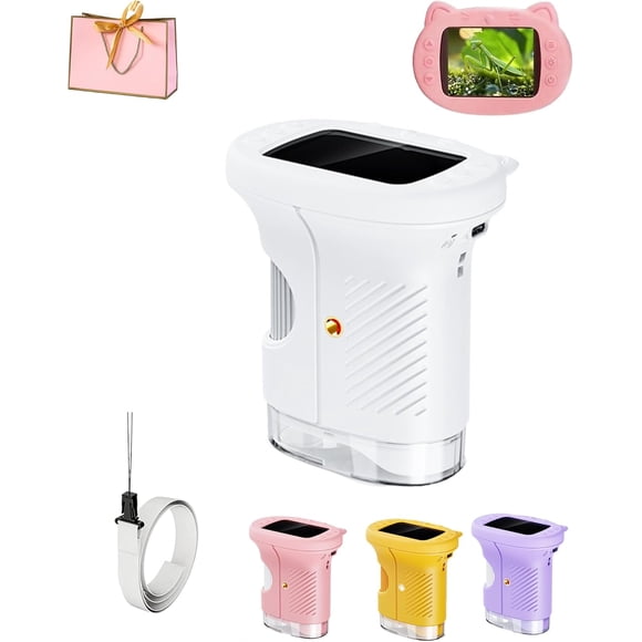 Microscope Portatif 1000x, Nouveau 2026 Mini Microscope de Poche Portable, Microscopes Numériques, Digiscope Portable, Écran 4K 2,0 Pouces avec Trousse de Diapositives Zoom 200-1000x, pour Photos et Vidéos, Maison École (Blanc)