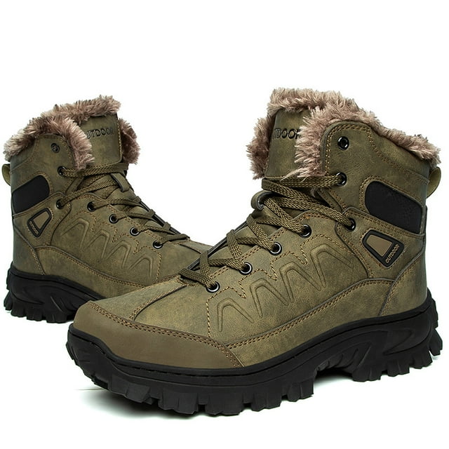 Bottes pour Hommes Hiver Bottes pour Hommes Super Chaudes Fourrure Bottes de Neige pour Hommes Bottes de Randonnée Antidérapantes en Caoutchouc Imperméables Bottines pour Hommes