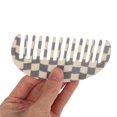 thumbnail image 3 of Unique Bargains 1 Pc Semicircle Retro Checkerboard Hair Comb Gray White Acetate Sheet, 3 of 5