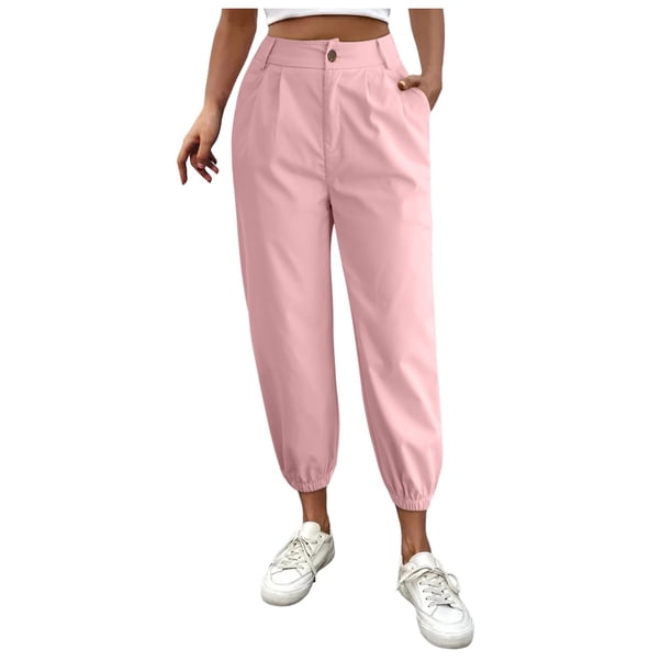 Pantalones de mujer de color liso con cremallera - Bolsillos en ángulo, tejido de seda helada - Secado rápido, transpirables, cintura con cordón ajustable para senderismo, yoga y actividades al air