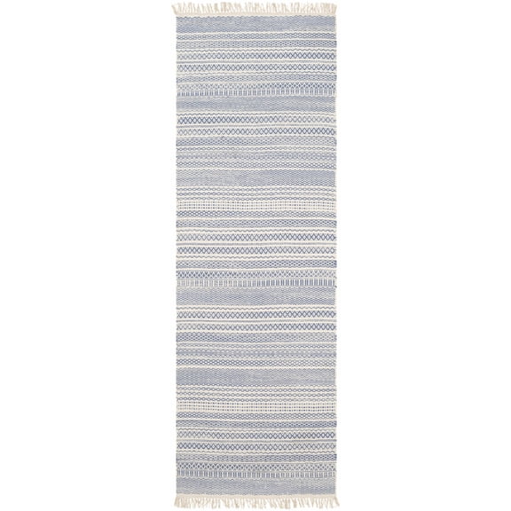 BoutiqueRugs Sanctuary Farmhouse Runner Rug - Blue, Cream - 2'6" x 8' Runner