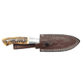 thumbnail image 5 of TheBoneEdge 8" Burn Bone Handle Steel Bolster Stainless Steel Blade Hunting Knife With Leather Sheath, 5 of 6