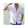 thumbnail image 2 of Viworld Mens Linen Short Sleeve Solid Shirts Casual Loose Dress Soft Tops Tee, 2 of 4
