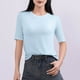 thumbnail image 2 of Tops de Manga Corta de Mujer Casual, Color Sólido Manga 1/2, Camiseta de Cuello Redondo, 2 of 6