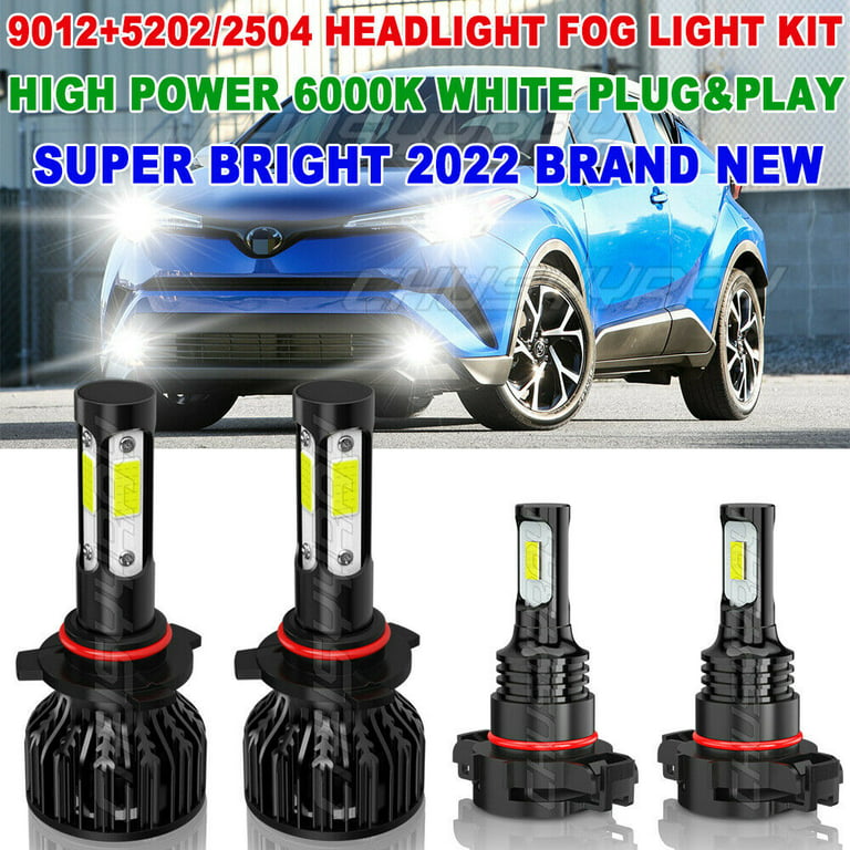 Compatible for Toyota CHR/C-HR/CH-R 2018 2019 LED Bulbs 9012 Headlight  5202/2504 Fog Light 