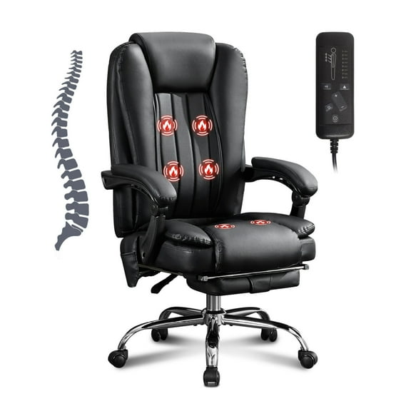 Massage Office Chair with Heat & Vibration, Executive Recliner with Footrest