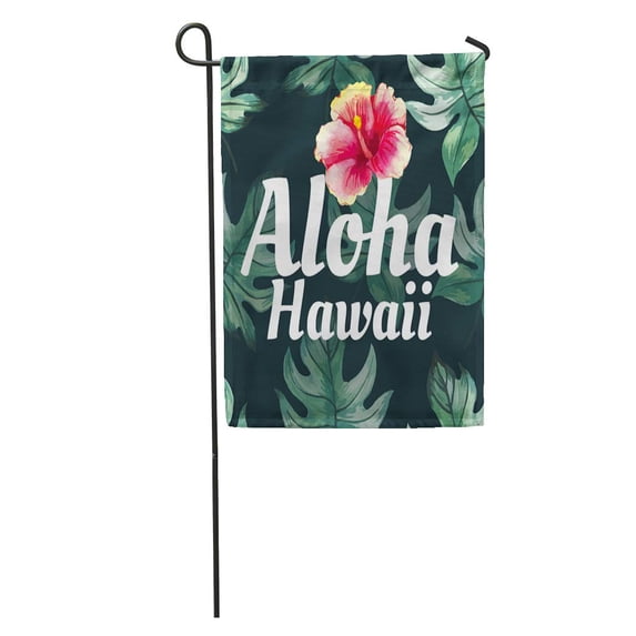 SIDONKU Tropical Leaves Floral Watercolor Green Pattern Monstera Painting on White Aloha Hawaii Garden Flag Decorative Flag House Banner 12x18 inch