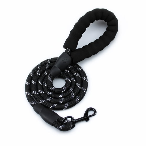 Collar reflectante negro para perros, collar ajustable para mascotas con acolchado de neopreno suave para perros pequeños, medianos y grandes, cuerda de escalada.