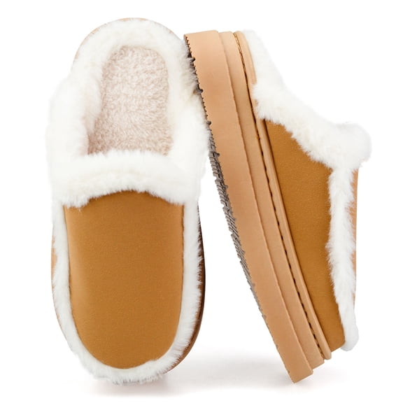 BERANMEY Women's House Slippers with Hard Sole & Memory Foam Unisex Fuzzy Lined Non-Slip Slippers for Womens Mens Indoor Outdoor Comfort Shoes