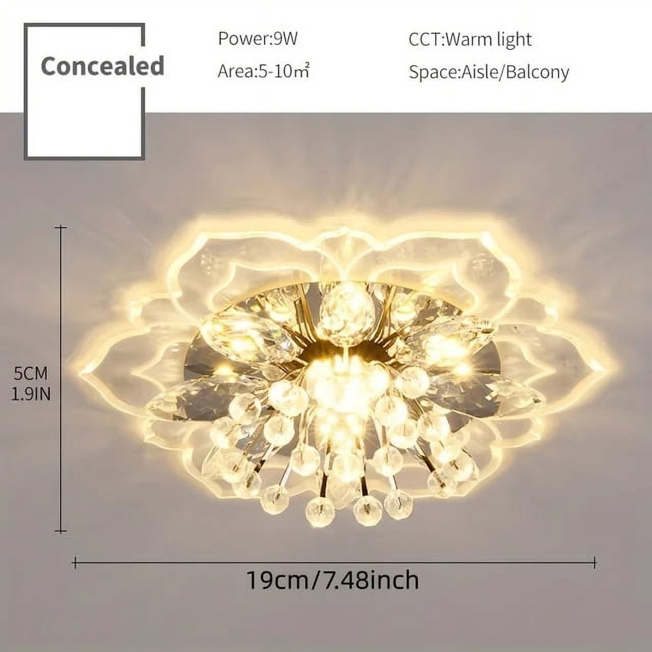 LED Ceiling Light Aisle Corridor Crystal Chandelier  Porch Pendant Lamp for Living Room Bedroom Indoor Lighting Decor