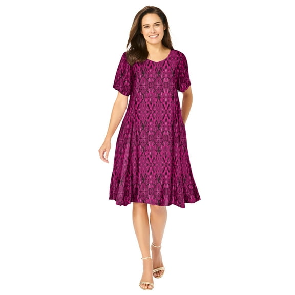 Woman Within Plus Size Short Crinkle Dress