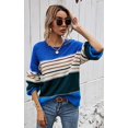 thumbnail image 2 of Pulls Décontractés Manches Longues Col Rond Couleur Patchwork Pull en Tricot Tops, 2 of 7