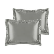 REGALWOVEN Satin Pillow Shams with Envelope Closure Soft and Smooth Set of 2, Grey Queen(20"x30")