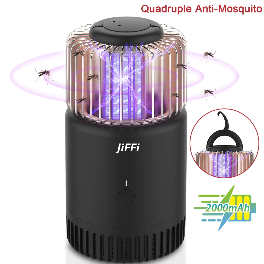 Kepooman Indoor Outdoor Hangable Electric Bug Zapper Mosquito Killer, Rechargeable Insect Trap Fly Zapper Mosquito Lamp, Black Kepooman Indoor Outdoor Hangable Electric Bug Zapper Mosquito Killer, Rechargeable Insect Trap Fly Zapper Mosquito Lamp, Black
