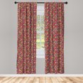 thumbnail image 3 of Ambesonne Thanksgiving Curtains, Leaves Mushroom Berry, Pair of 28"x95", Coral and Pale Olive Green, 3 of 5