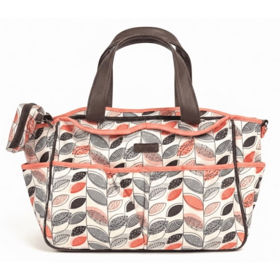Cherokee Tote-Style Diaper Bag – Leaf Print with Multiple Pockets
