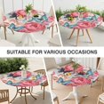 thumbnail image 7 of Round Fitted Tablecloth with Elastic Edges Fits 45"-52" Round Tables Pioneer Colorful Floral Waterproof Table Cover Washable Indoor and Outdoor for Party Kitchen Dinner Banquet Patio Picnic, 7 of 7
