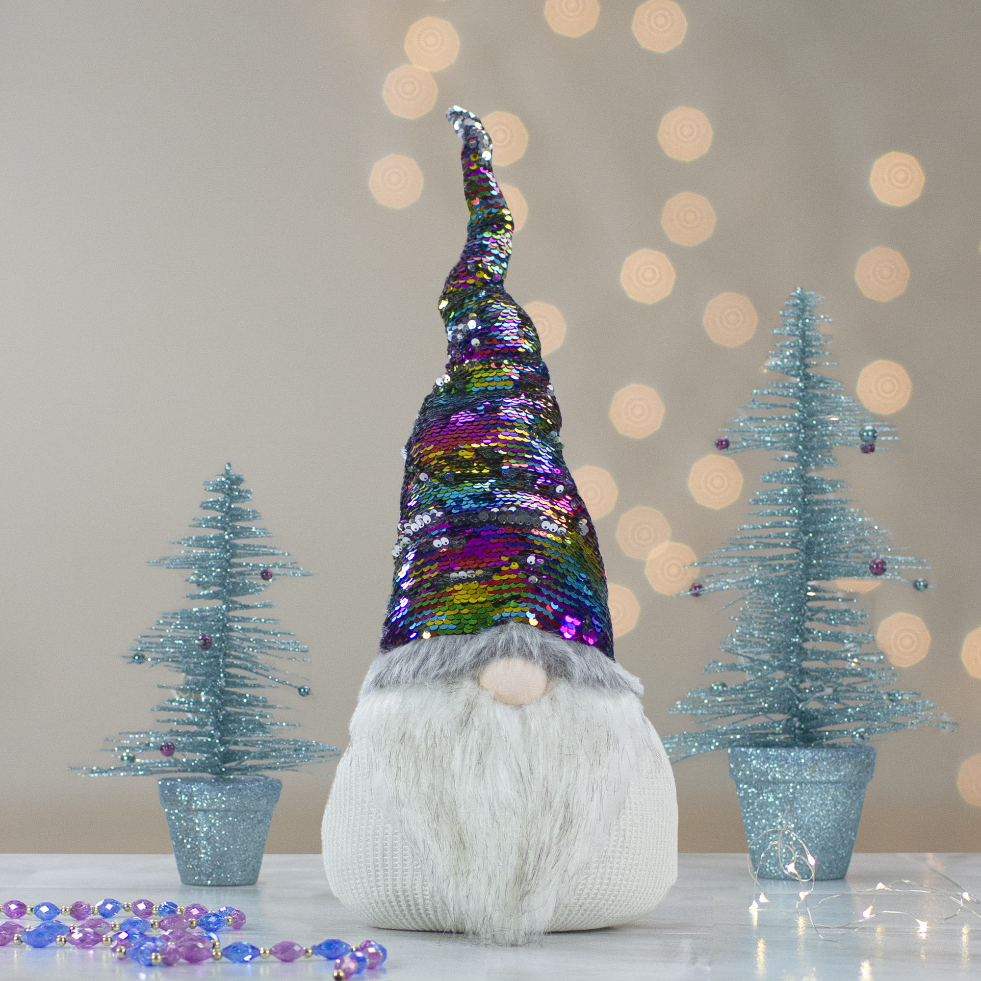 Northlight Gnome with Rainbow Flip Sequin Hat Christmas Decoration - 24"