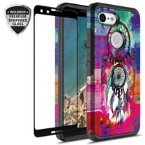 Google Pixel 3 Case With Tempered Glass Screen Protector, Kaesar Slim Hybrid Dual Layer Graphic Fashion Colorful Cover Armor Case for Google Pixel 3 (Dream Catcher)