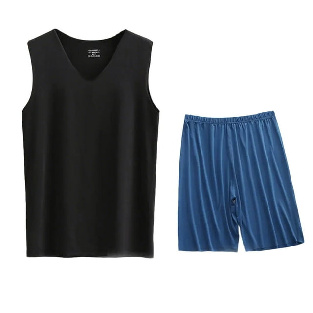 Conjunto Deportivo de los Hombres, Moda Casual de Color Sólido Cuello en V sin Mangas de Elasticidad Superior para el Desgaste Al Aire Libre, Traje Atlético de Humedad