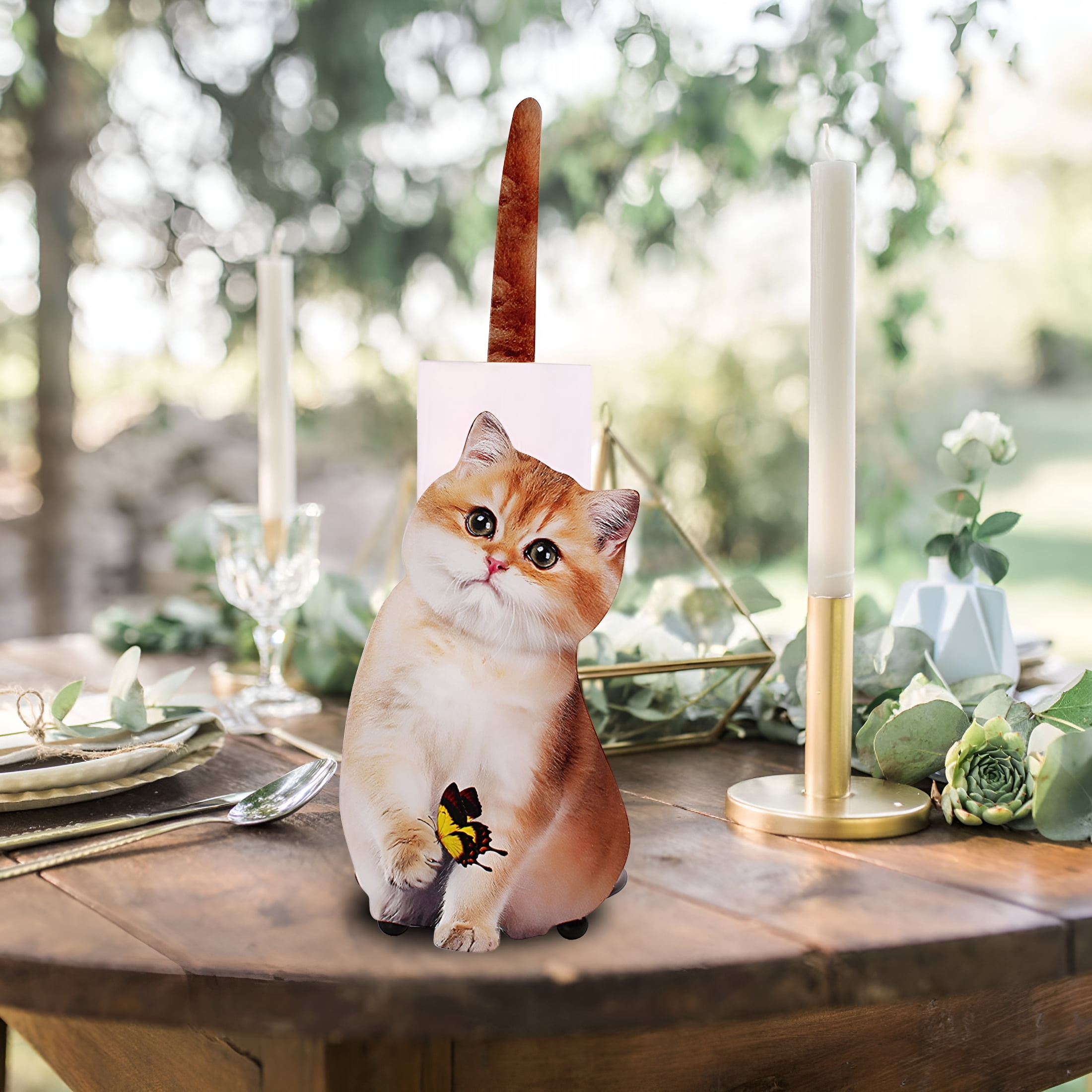 LAMIRO Cat Shape Paper Towel Holder Super Cute Cat Themed for Decorate Your Workspace,Cat Design Paper Towel Holder Stand for Kitchen Toilet Modern Countertop
