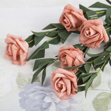 - With 5 Heads Roll Heart Roses Foam Flower Fake Flower Wedding Home Garden Decor