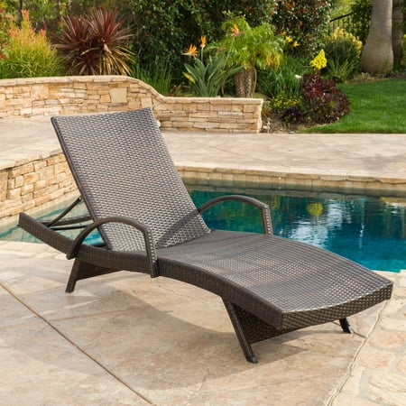 Stratford Outdoor Wicker Adjustable Chaise Lounge With Arms